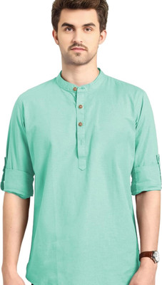 Amrit topwear Men Solid Straight Kurta(Light Blue)