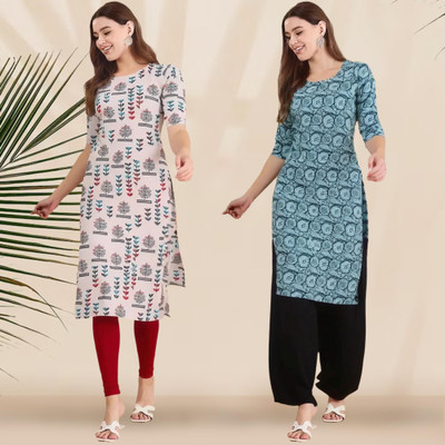 EthnicBasket Women Printed, Striped Straight Kurta(Multicolor)