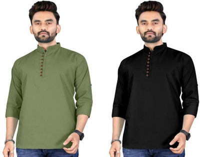 UNIQUE MOMENTS Men Solid Straight Kurta(Multicolor)