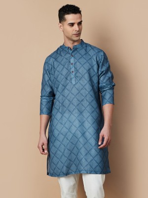 Melange by Lifestyle Men Solid Straight Kurta(Blue)