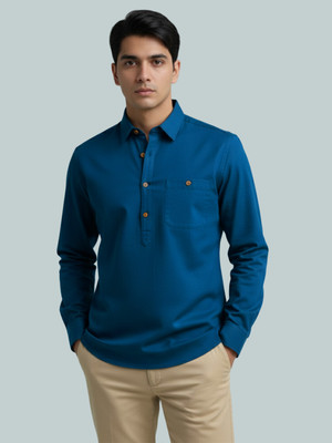 Vashuqi Men Solid A-line Kurta(Blue)