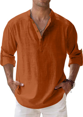 SHOPYCLICK Men Solid Straight Kurta(Brown)