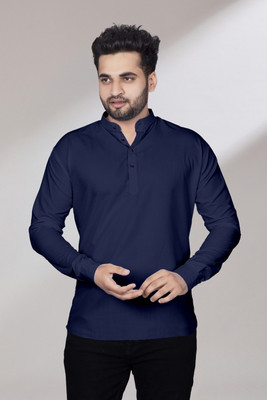Kavyangle Creation Men Solid Straight Kurta(Light Blue)