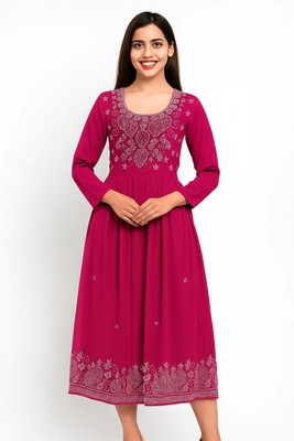 Soura Women Embellished Anarkali Kurta(Pink)
