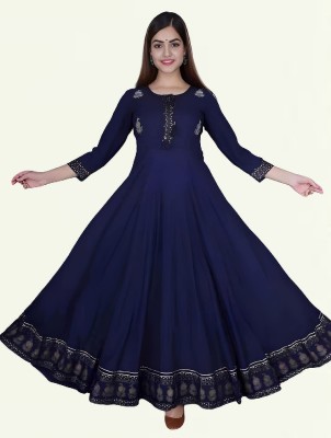 Kapishreshth Women Embroidered Anarkali Kurta(Blue)