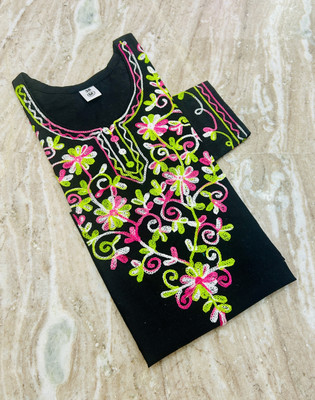 Andheriyas Enterprises Women Embroidered Straight Kurta(Black)
