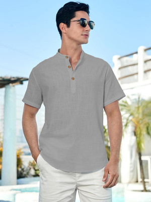 Univibe Men Self Design Straight Kurta(Grey)