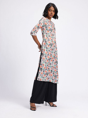 Anouk Rustic Women Printed Straight Kurta(Green)