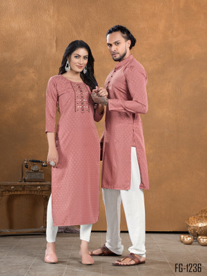 Fashion Galleria Women Embroidered Straight Kurta(Pink)