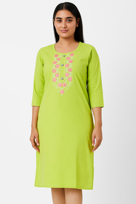Andheriyas Textiles Women Embroidered Straight Kurta(Green)
