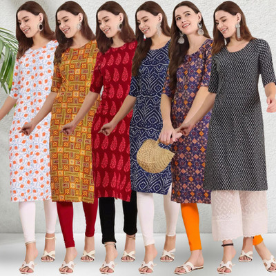 1 Stop Fashion Women Printed A-line Kurta(Multicolor)