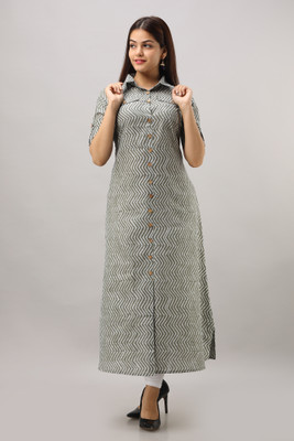 SAART BUNAAI Women Printed A-line Kurta(Beige)