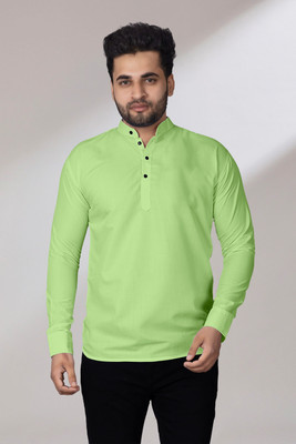 Fashion Marts Men Solid Straight Kurta(Light Green)