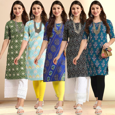 1 Stop Fashion Women Printed A-line Kurta(Multicolor)