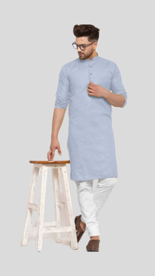 HouseOfCommon Men Solid A-line Kurta(Grey)