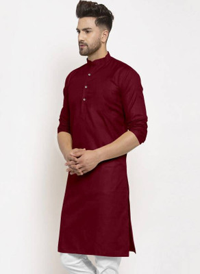 Rashmicreation Men Solid Straight Kurta(Maroon)