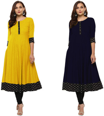 VISVA DESIGNER Women Self Design Anarkali Kurta(Multicolor)