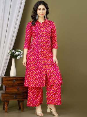 Sarpish Women Printed A-line Kurta(Pink)