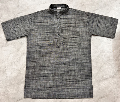 R N Enterprises Men Self Design, Solid Straight Kurta(Grey)
