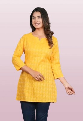 Radhika Creation Women Printed Straight Kurta(Yellow)