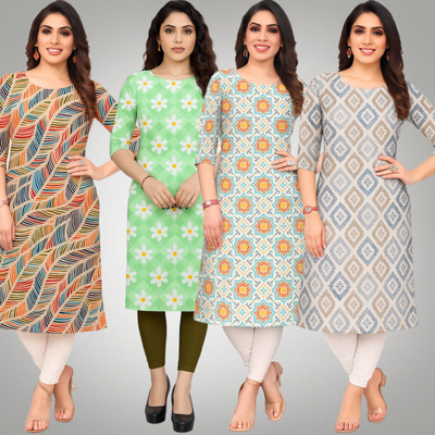 veemora Women Printed Straight Kurta(Multicolor)