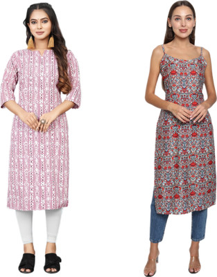 HouseOfCommon Women Self Design Straight Kurta(Multicolor)