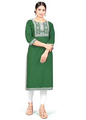 NAGARVEL CREATION Women Embroidered A-line Kurta(Light Green)