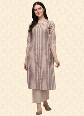 Hritika Women Self Design Straight Kurta(Brown)