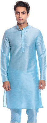 MAG Men Solid Straight Kurta(Blue)