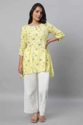 Aurelia Women Printed A-line Kurta(Yellow)