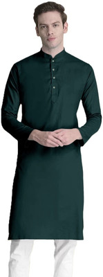 Krisha trend Men Solid Straight Kurta(Green)