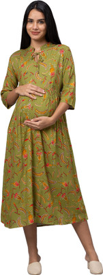 AV2 Women Printed Anarkali Kurta(Green)