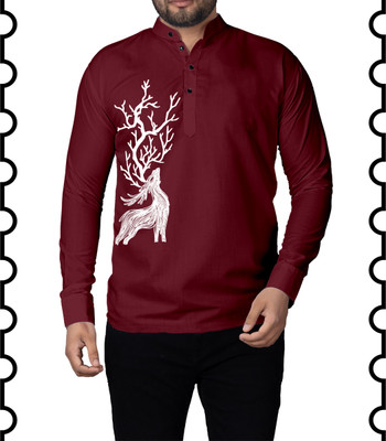 Kavyangle Creation Men Solid Straight Kurta(Maroon)