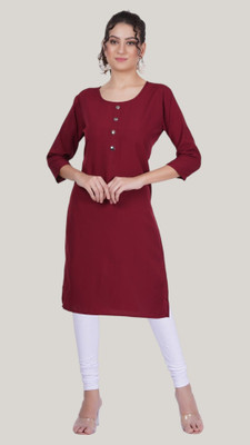 Adgood fashion Women Solid Straight Kurta(Red)