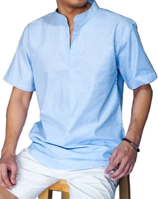 Edinwolf Men Solid A-line Kurta(Blue)