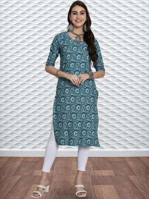 EthnicBasket Women Printed A-line Kurta(Blue)