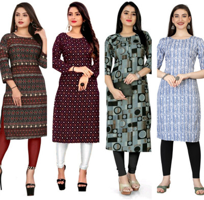 MIROSELLY CREATION Women Printed, Geometric Print Straight Kurta(Multicolor)