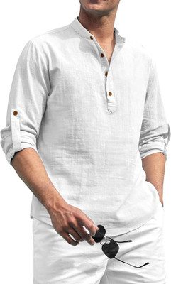 GauriLaxmi Enterprise Men Solid Straight Kurta(White)