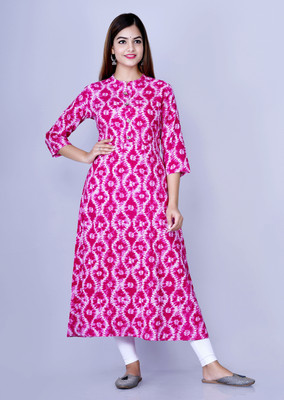 Glowworld Women Printed Straight Kurta(Pink)