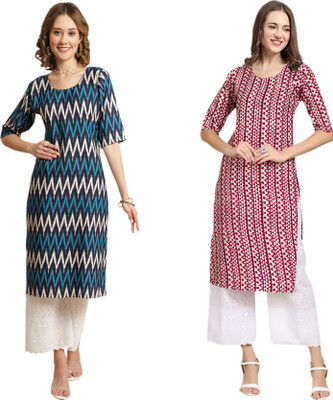HouseOfCommon Women Printed Straight Kurta(Multicolor)