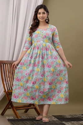 UrbanRang Women Printed Anarkali Kurta(Multicolor)