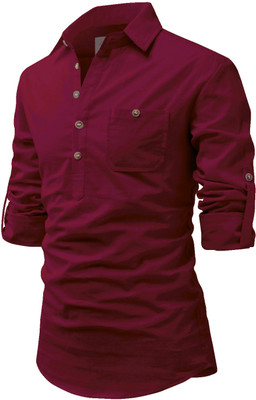TrendiVastra Men Solid A-line Kurta(Maroon)