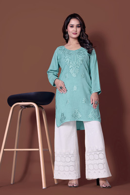 RUDRA LIFESTYLE Women Dyed/Ombre A-line Kurta(Blue)