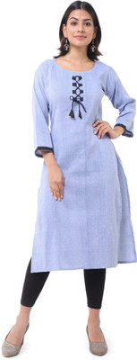 DESHBANDHU DBK Women Self Design Straight Kurta(Blue)