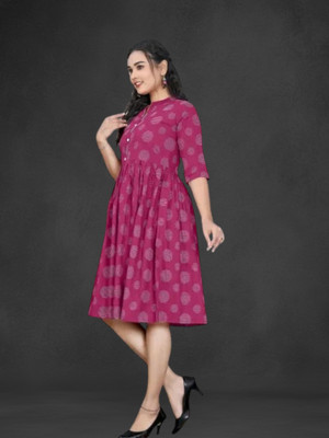 Texpa Creationh Women Printed Anarkali Kurta(Maroon)