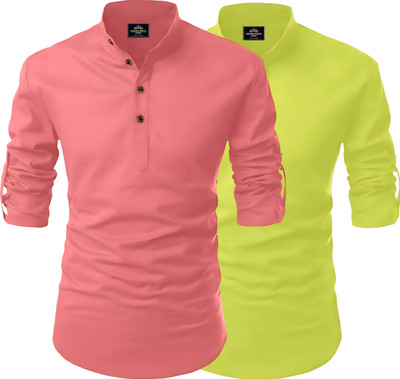 Kavyangle Creation Men Printed Straight Kurta(Multicolor, Light Green)