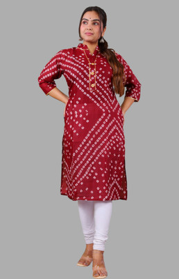 Parth Fashion Women Printed Straight Kurta(Red)