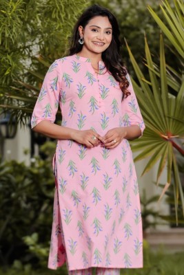 Aramya Women Solid Straight Kurta(Pink)