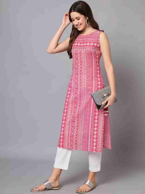 TANU FASHIONS Women Printed, Geometric Print A-line Kurta(Pink)