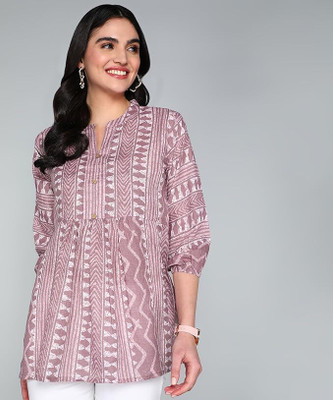 MF ERA Women Floral Print A-line Kurta(Purple)